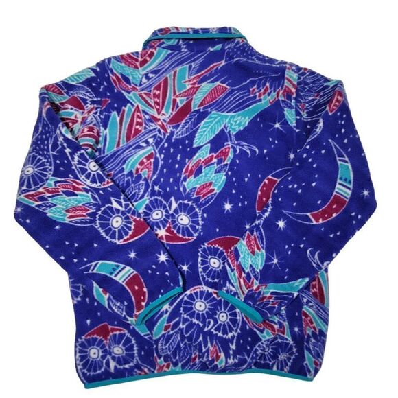 Patagonia Synchilla Pullover Jacket Womens Small Snap T Moon Owl Blue Fleece GUC - Picture 2 of 16